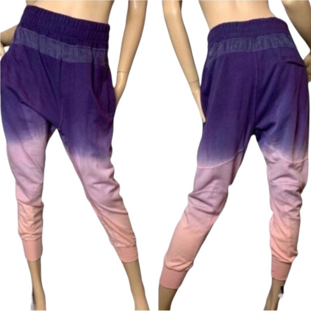NWOT Young Fabulous & Broke Dip Dyed Ombré Harem Joggers Purple Pink Size Small